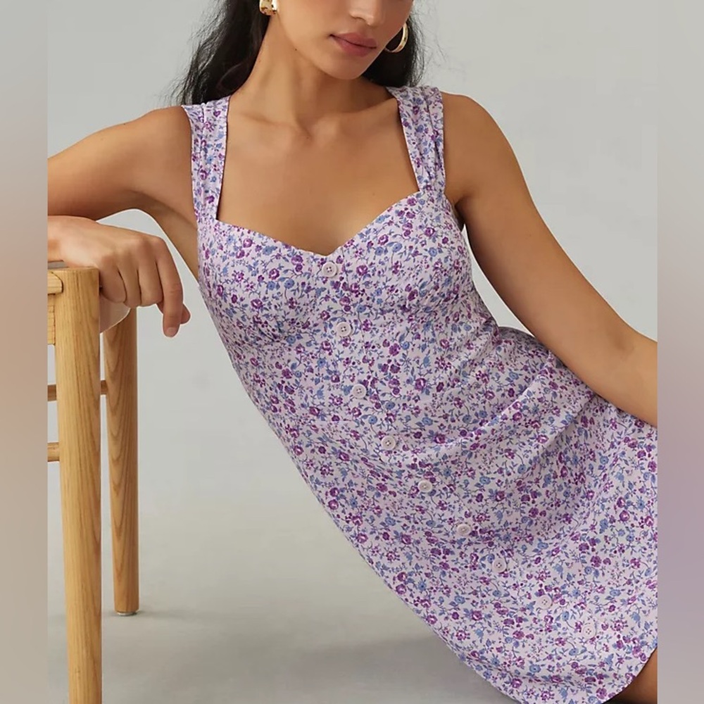 NWT Reformation Lorelei Dress in Muse Purple Floral Mini Sleeveless